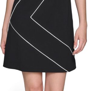 KARL LAGERFELD Women’s Piping Details Mock Neck Short Sleeve Dress